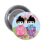 Bouton japonais mignon de poupées de geisha badge avec épingle