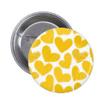 Bouton jaune et blanc de coeurs badge avec épingle