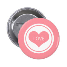 Bouton lisse de coeur, rose badge avec épingle