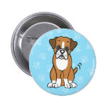 Bouton mignon de boxeur de chien de bande dessinée badge avec épingle