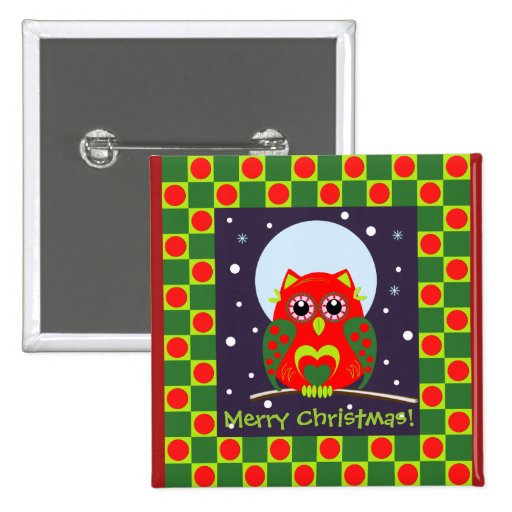 Bouton mignon de hibou et de pois de Noël Badges
