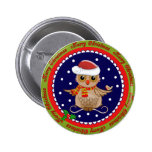 Bouton mignon de Joyeux Noël avec le hibou de Père Badges Avec Agrafe