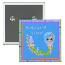 Bouton minuscule de fille d'anniversaire de Fae Pin's