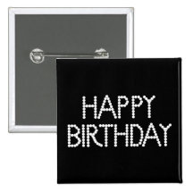Bouton noir et blanc de joyeux anniversaire de par pin's avec agrafe