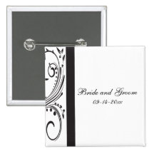 Bouton noir et blanc de mariage badge