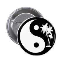Bouton noir et blanc de Yin Yang de palmier Badges