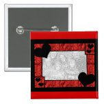 Bouton noir rouge de modèle de cadre de coeur de n badge