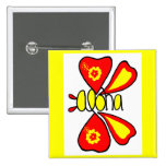 BOUTON orange et jaune de papillon Badges