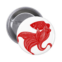 Bouton original de poisson rouge de Ciseaux-cut Badges Avec Agrafe
