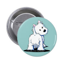 Bouton pelucheux de Westie de bout de KiniArt Pin's Avec Agrafe