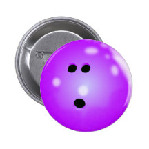 Bouton (pourpre) de boule de bowling pin's avec agrafe