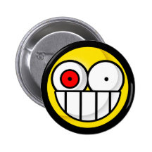 Bouton psychotique souriant badge