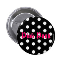 Bouton punk rose de point de polka badges avec agrafe