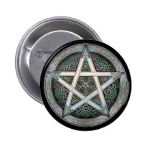 Bouton rond de pentagramme argenté badge avec épingle