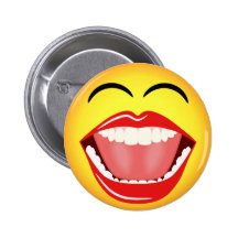 Bouton rond fait sur commande drôle jaune souriant pin's