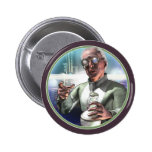 Bouton rond fou du scientifique #1 pin's avec agrafe
