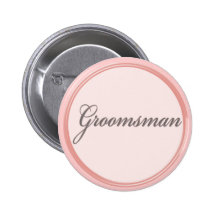Bouton rose-clair de Groomsman de gris de charbon  Badge