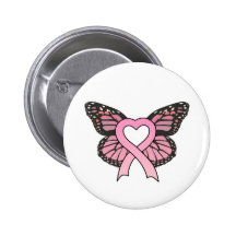 Bouton rose de papillon de coeur de ruban pin's