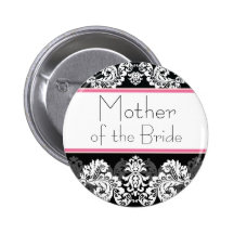 Bouton rose et noir de partie de mariage damassé badges avec agrafe