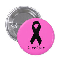 Bouton rose et noir de ruban pin's
