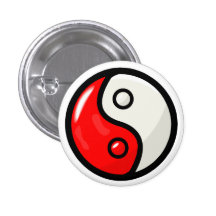 Bouton rouge et blanc de Yin Yang Pin's