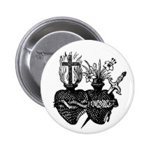 Bouton sacré de coutume de coeurs badge avec épingle