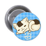 Bouton somnolent de chat d'Onigiri (bleu) Badge