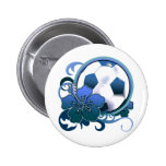 Bouton tropical de bleu de fleur du football badge avec épingle