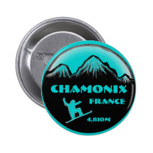 Bouton turquoise d'art de surf des neiges de Chamo Pin's Avec Agrafe