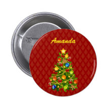 Bouton vert d'arbre de Noël Badge