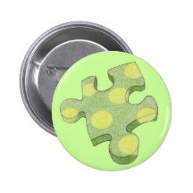Bouton vert denteux de morceau badge avec épingle