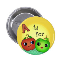 Bouton vert et rouge de Kawaii d'Apple de smiley Pin's