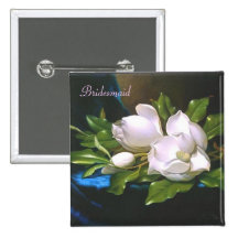 Bouton vintage de demoiselle d'honneur de magnolia badges
