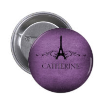 Bouton vintage de Flourish de Français, pourpre Badge Avec Épingle