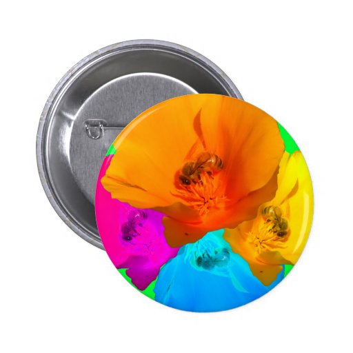 Boutons d'art de pavot d'abeille badge avec épingle
