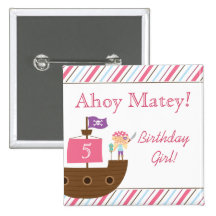 Boutons de fête d'anniversaire du pirate de la fil badges avec agrafe