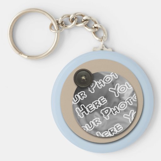 Boutons et parenthèses bleus Keychain Porte-clé