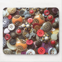 Boutons oranges de fantaisie et boutons de Kitty Tapis De Souris