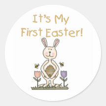 BOYBUNNYFIRSTEASTER AUTOCOLLANTS RONDS