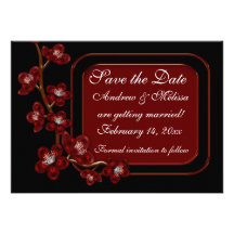 Branche florale noire rouge faire-parts