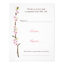 Branche RSVP de fleurs de cerisier (blanche) Faire-part Personnalisés