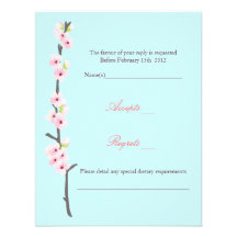 Branche RSVP de fleurs de cerisier (bleue) Faire-part Personnalisé