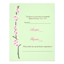 Branche RSVP (vert) de fleurs de cerisier Cartons D'invitation