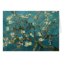Branches d'amande en fleur carte de vœux