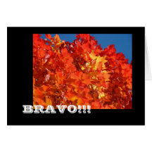 BRAVO ! ! ! feuille orange lumineux de cartes de v