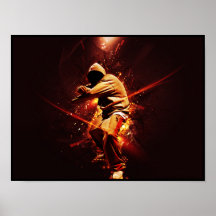breakdancer de hip-hop sur le feu poster