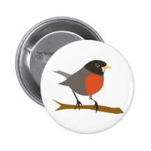 Breasted rouge Robin sur la branche Badge Avec Épingle