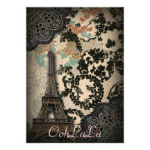 Bridalshower sophistiqué de cru de Paris Eiffel Cartons D'invitation Personnalisés