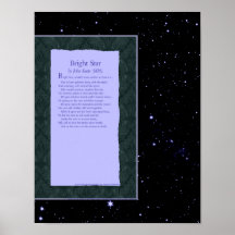 Bright Star poem by John Keats Print