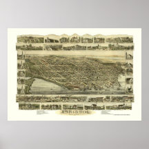Bristol, carte panoramique de RI - 1891 Posters